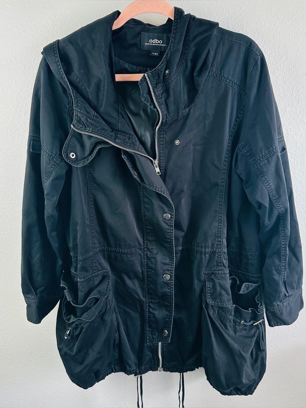 Odbo Black Hooded Chore Jacket Size Women’s 10